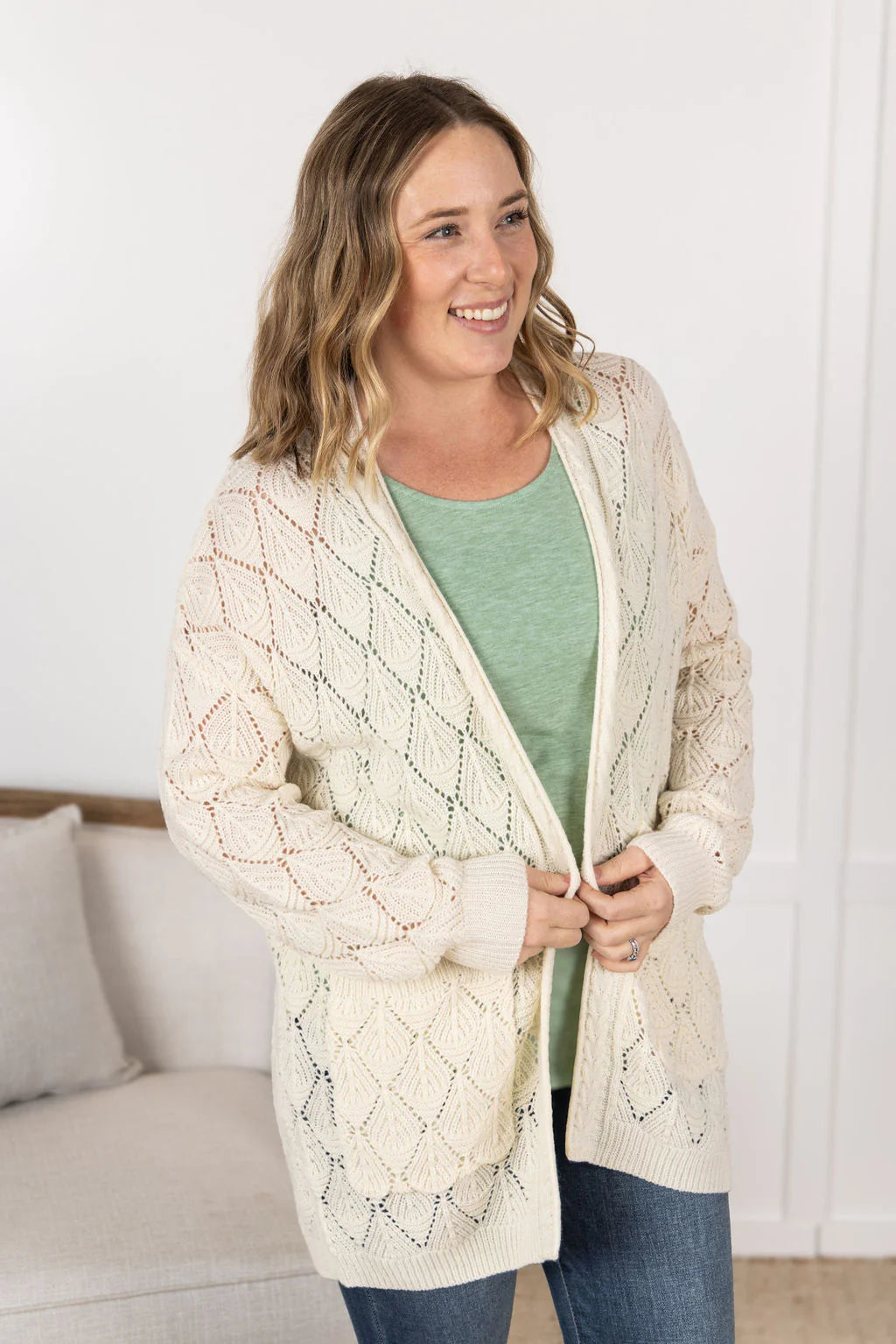 Open Knit Cardigan - Ivory