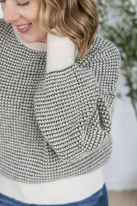 Charlotte Sweater - Olive and Cream