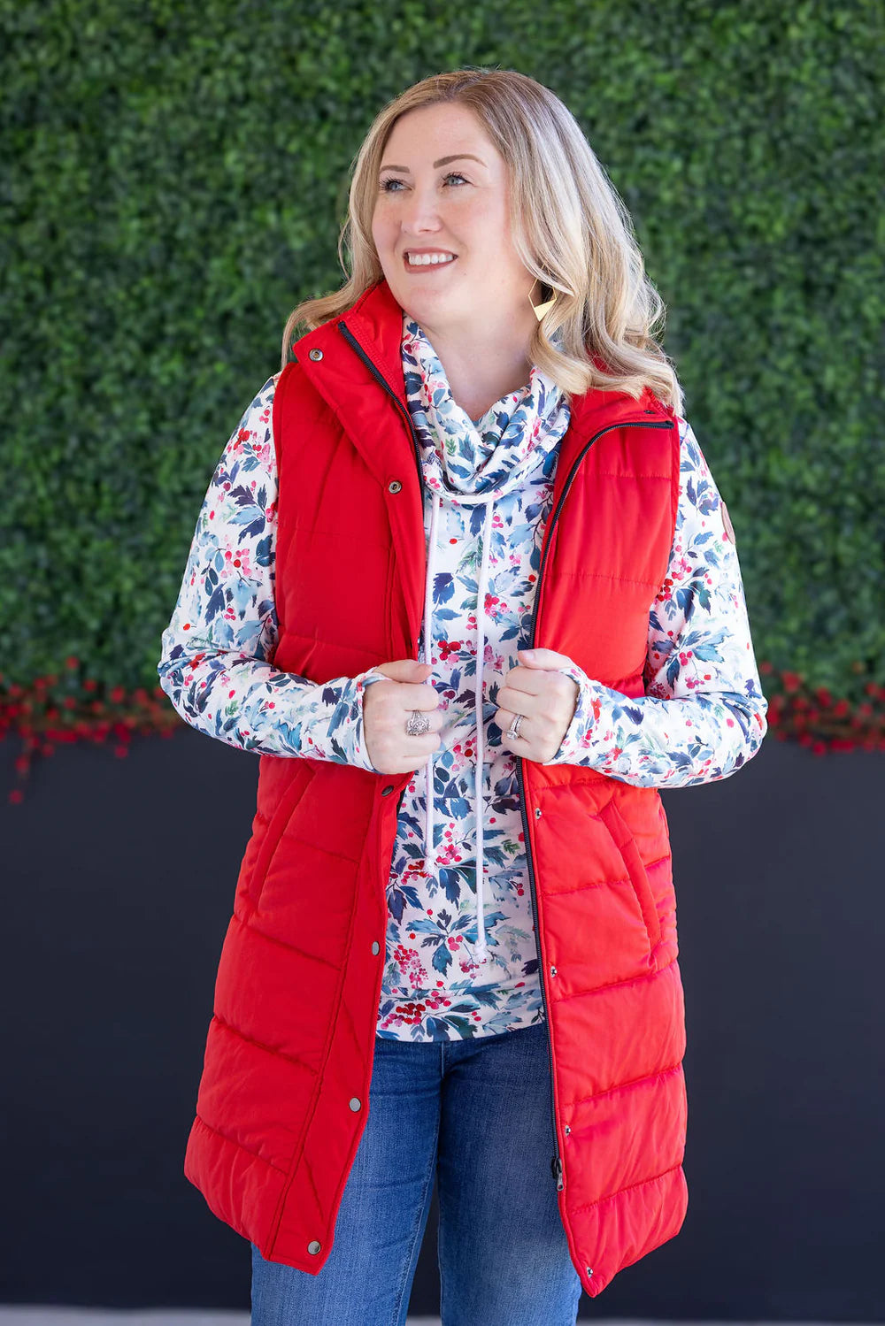 Harlow Long Vest - Red