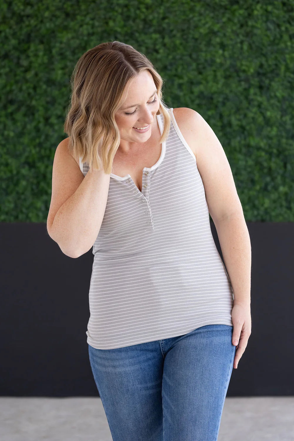 Shiloh Button Snap Tank - Grey