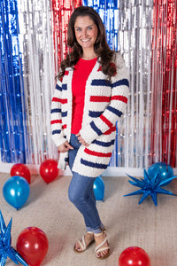 Stripe Cardigan - 4th of July