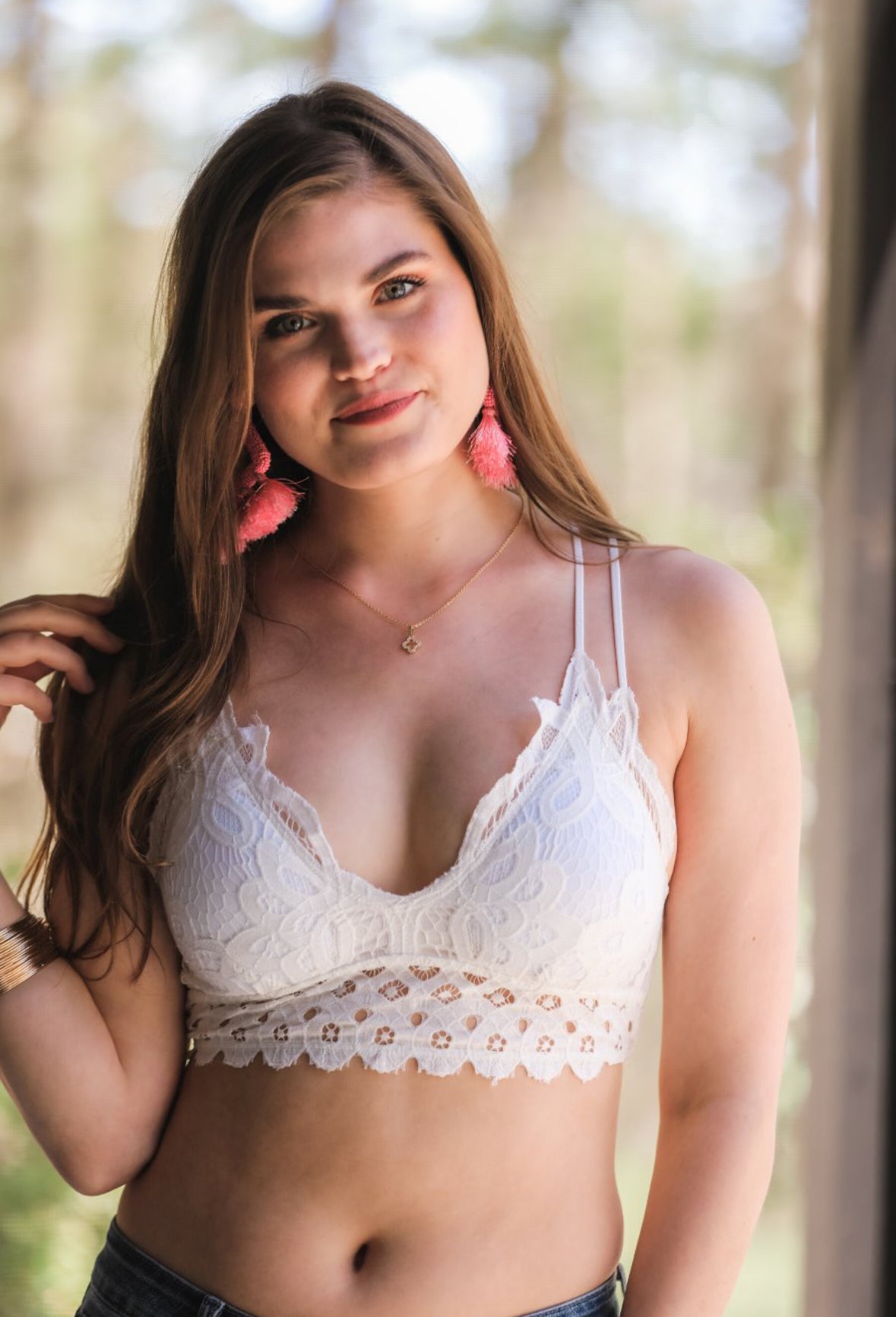 Ella Lace Scalloped Bralette in Ivory