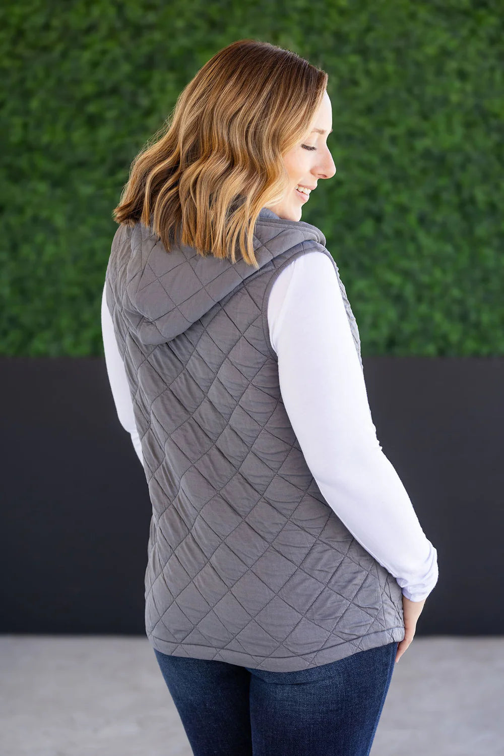 Heather Hooded Vest - Grey