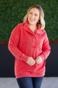 Jesse Vintage Wash Snap Pullover - Red