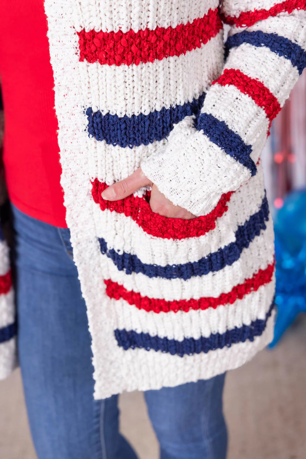 Stripe Cardigan - 4th of July