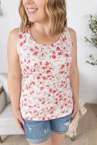 Luxe Crew Tank - Ivory Pink Floral