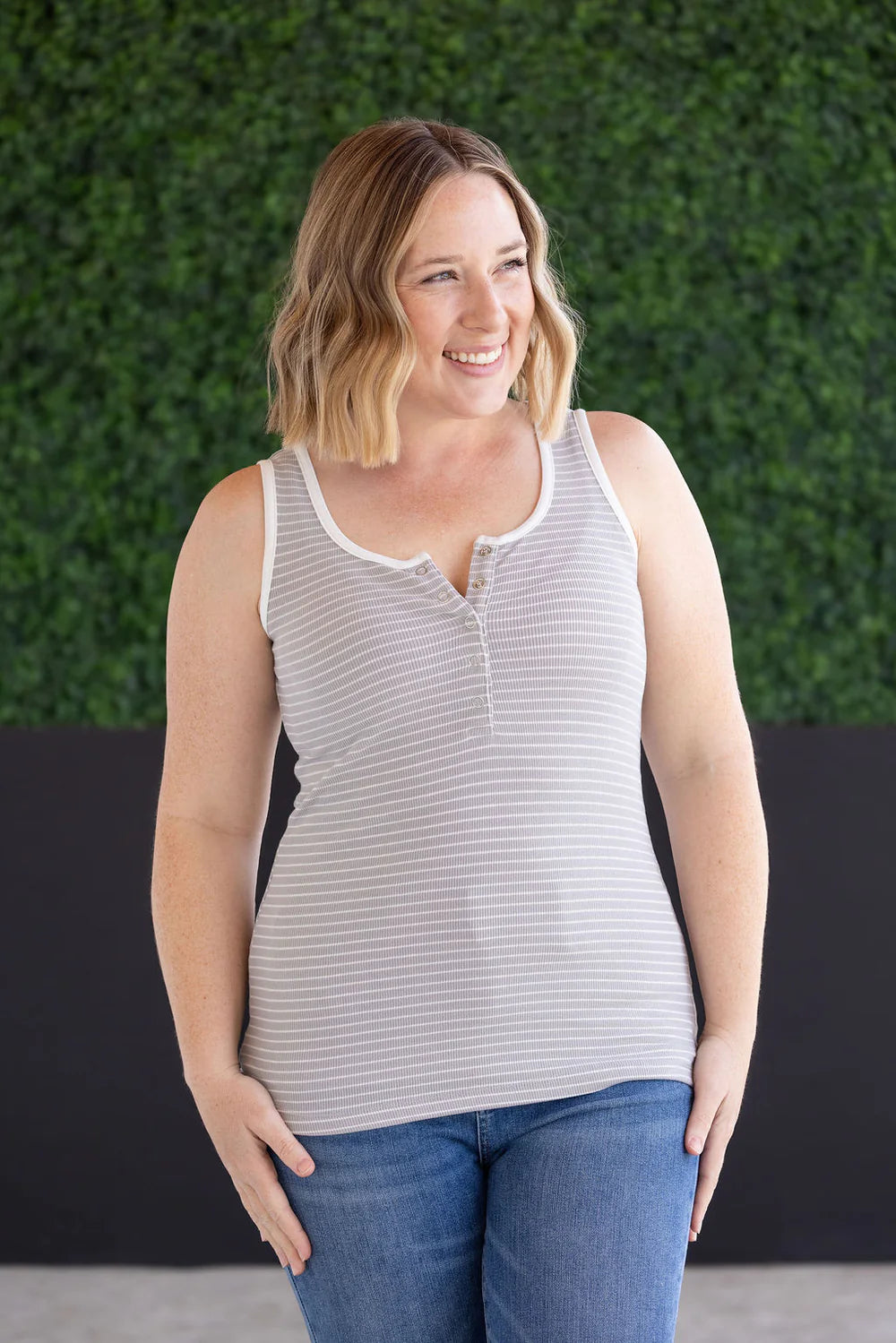 Shiloh Button Snap Tank - Grey