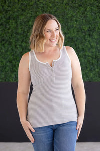 Shiloh Button Snap Tank - Grey