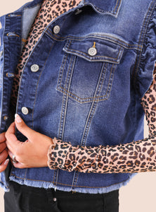 Jordan Ruffle Denim Vest- Dark Denim