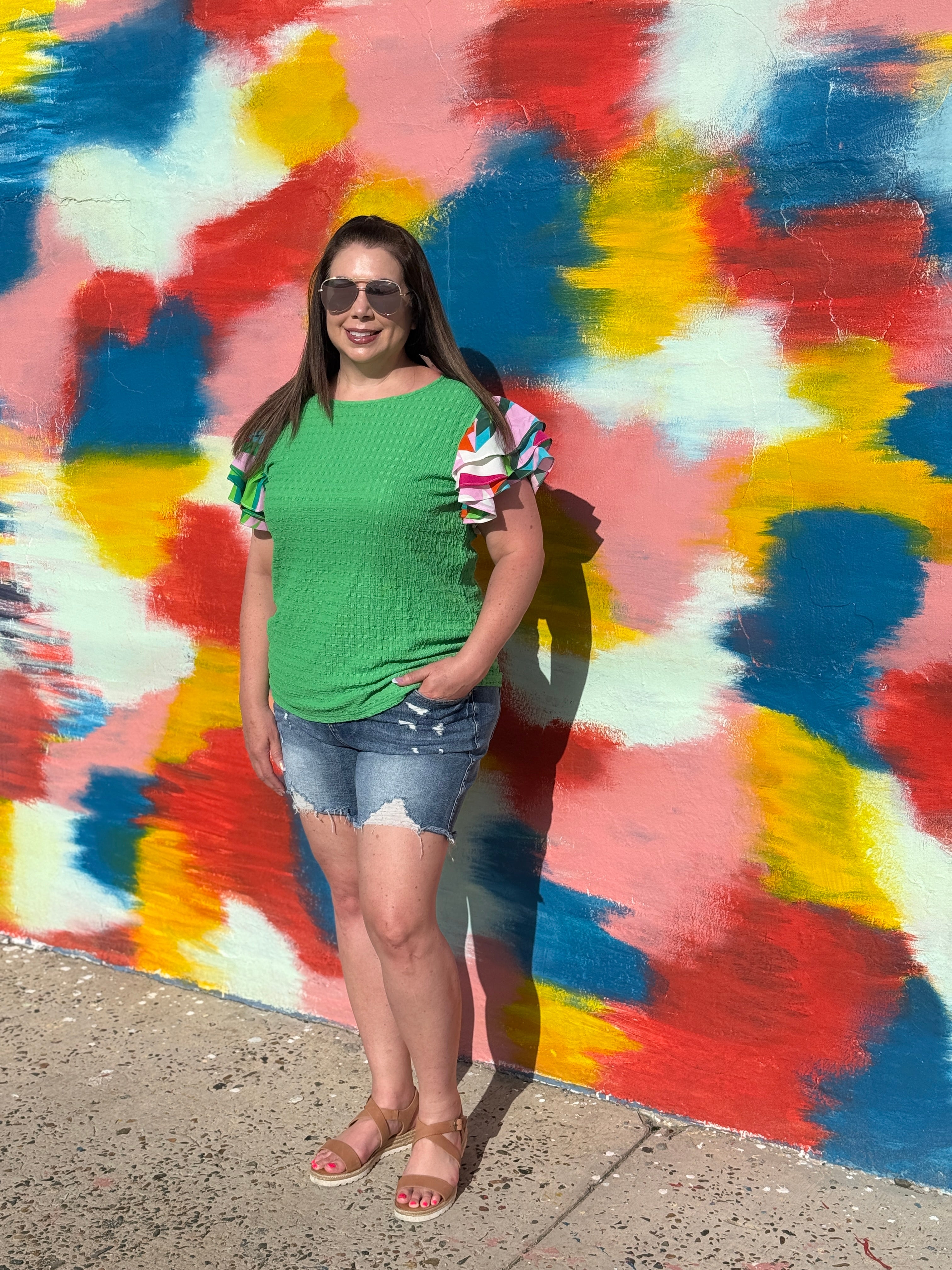 Olivia Green Textured Top