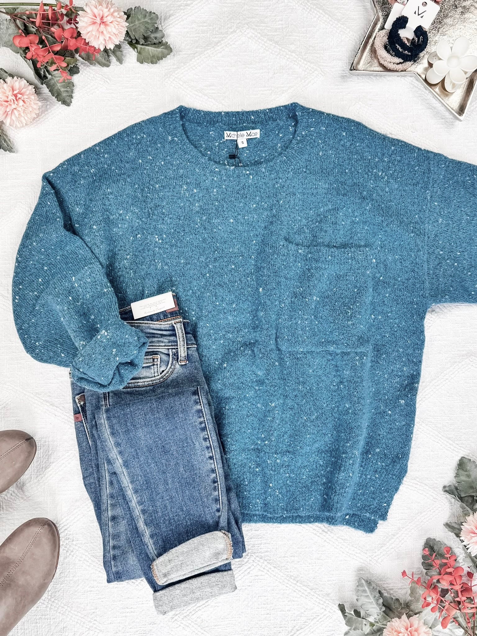 Confetti Sweater in Teal