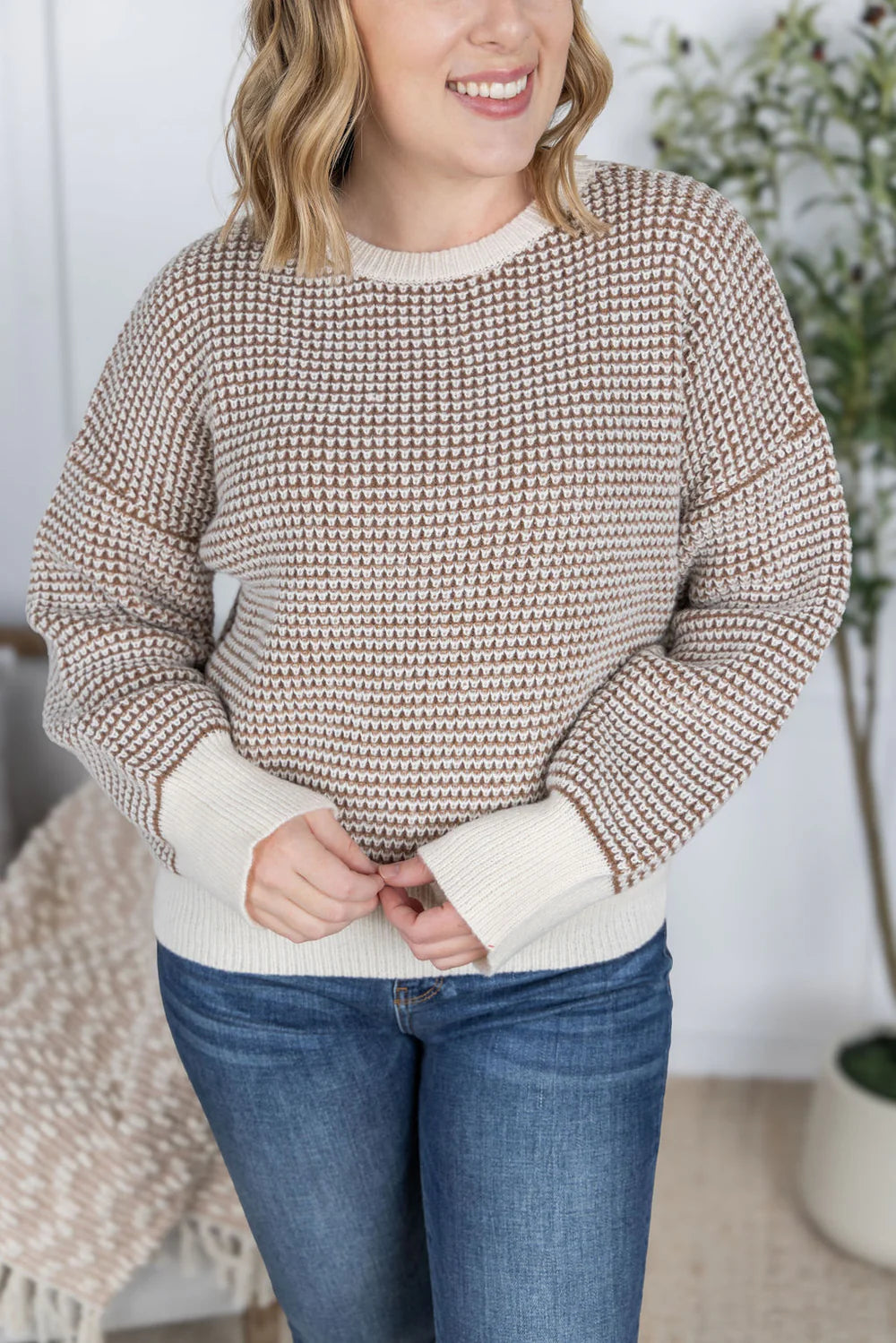 Charlotte Sweater - Mocha and Cream