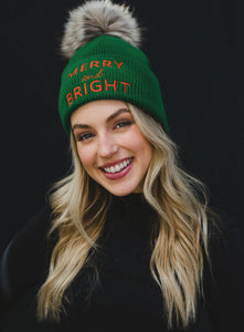 Green Merry & Bright Pom Beanie