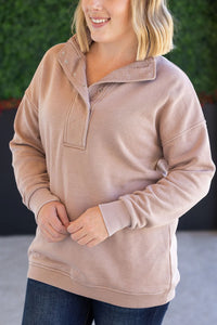 Jesse Vintage Wash Snap Pullover - Tan