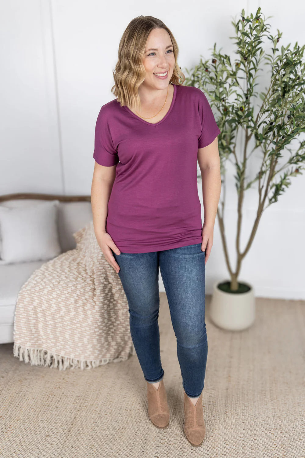 Chloe Cozy Tee - Mulberry