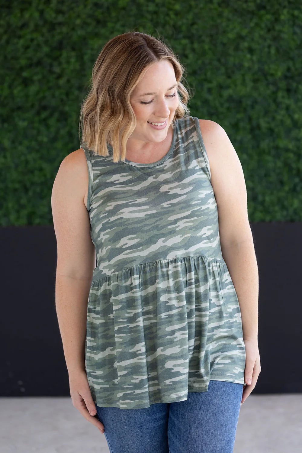 Renee Ruffle Tank Top - Camo