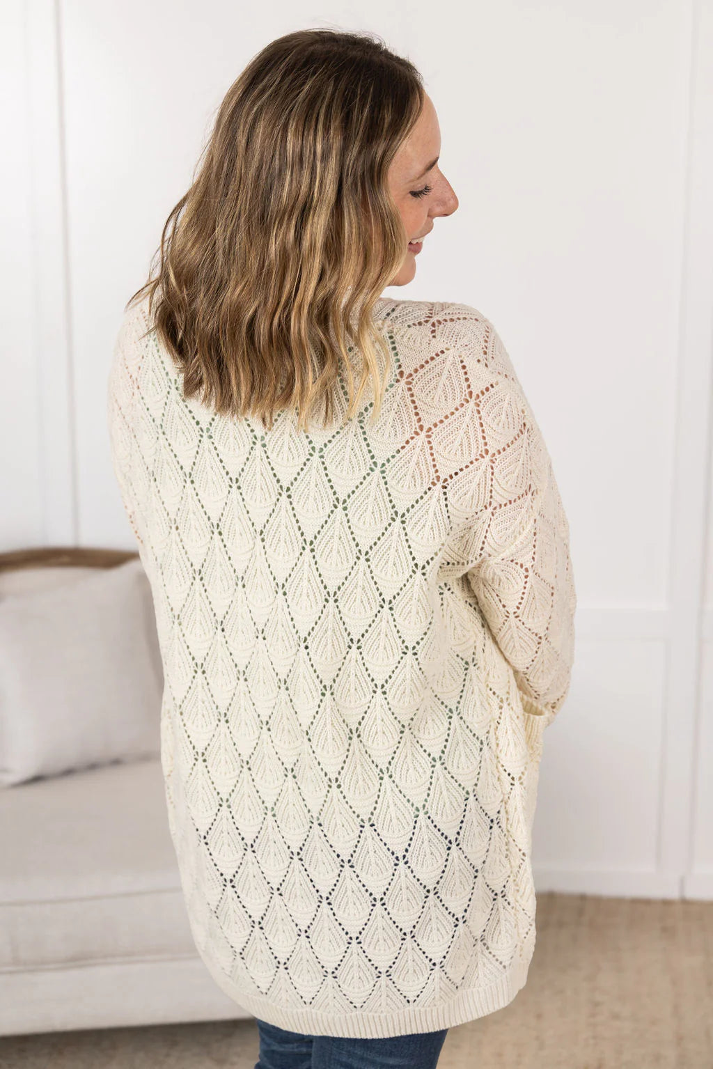 Open Knit Cardigan - Ivory