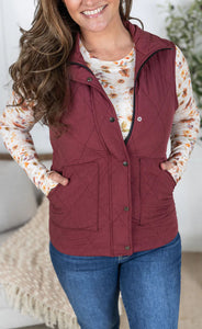 Remy Zip Up Vest - Heathered Burgundy