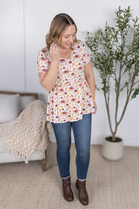 Sarah Ruffle Short Sleeve - Autumn Floral