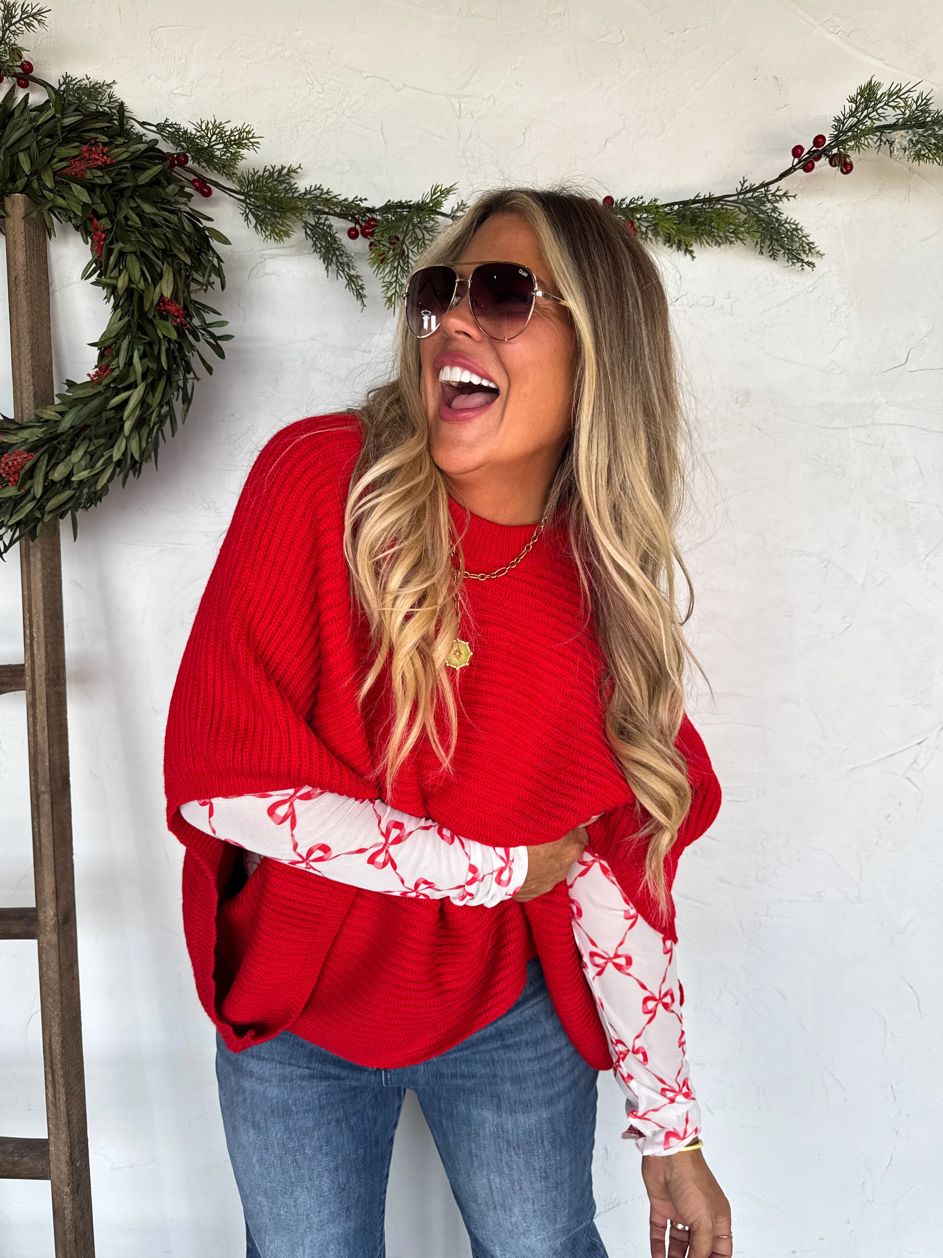 PREORDER- CHRISTMAS MEG PULLOVER PONCHO