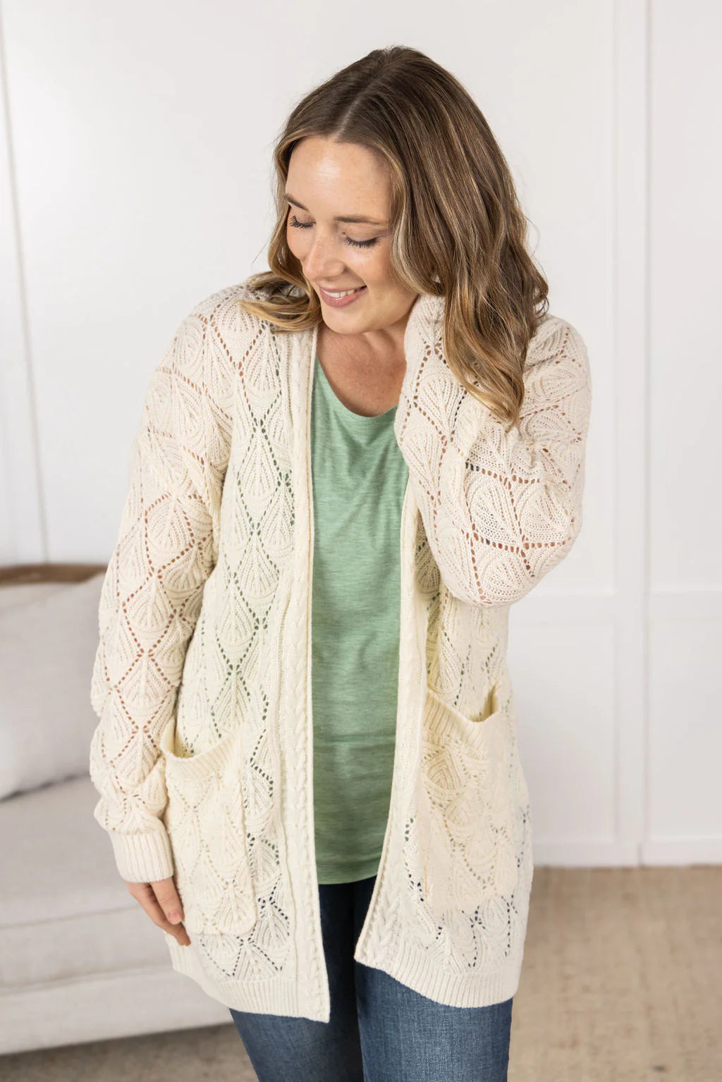 Open Knit Cardigan - Ivory