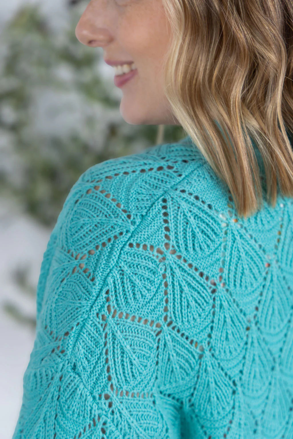 Open Knit Cardigan - Dusty Aqua