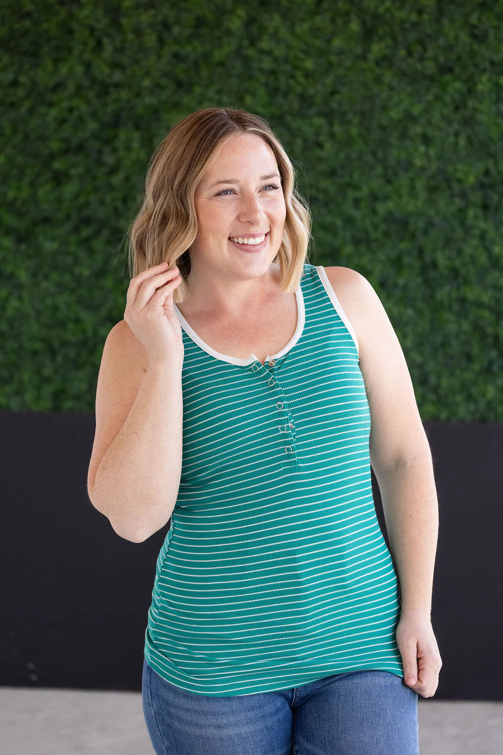Shiloh Button Snap Tank - Green