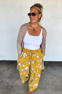 Haddie Floral Wide Leg Pants in Mustard