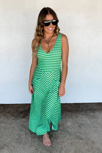 Luciana Stripe Dress in Green