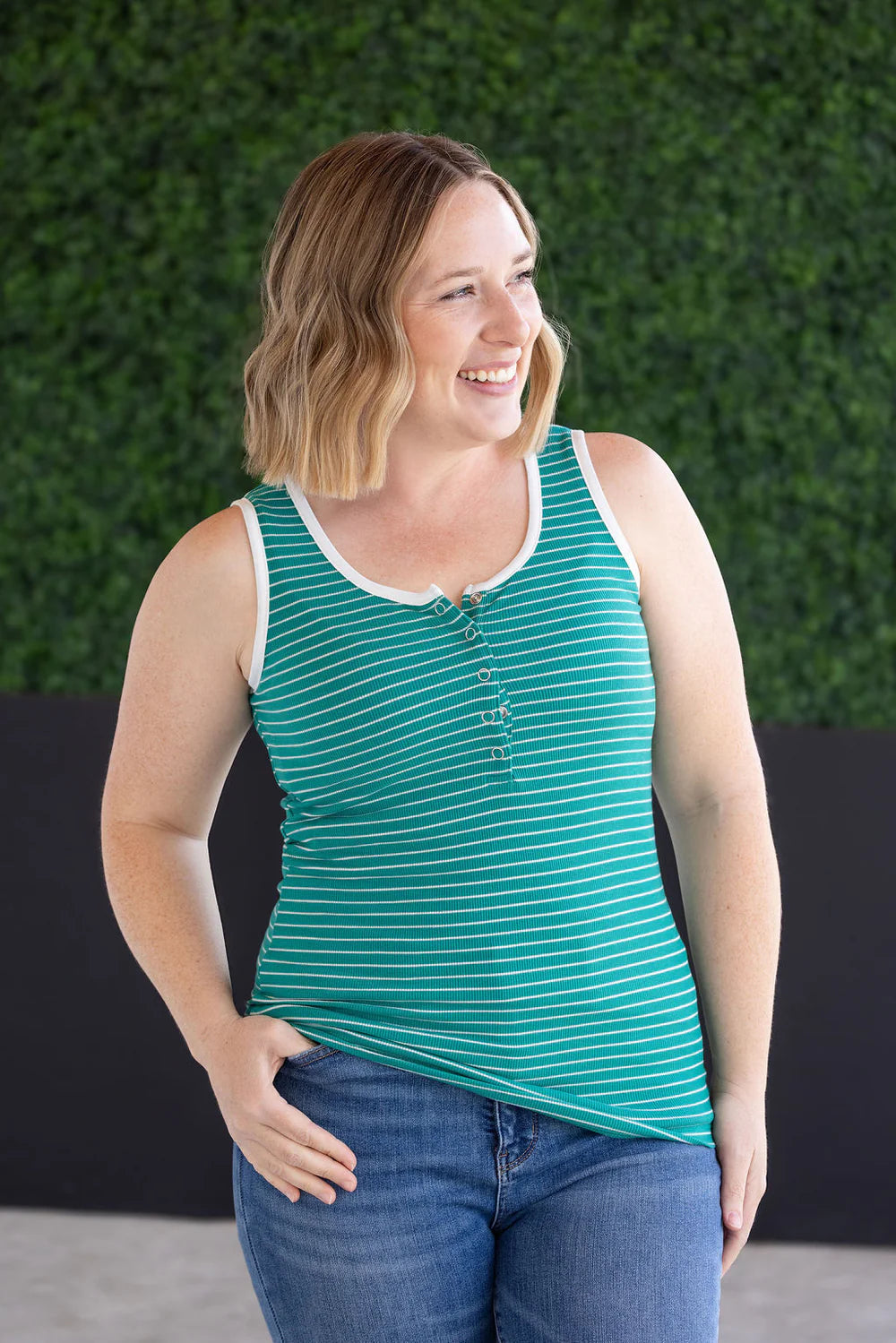 Shiloh Button Snap Tank - Green