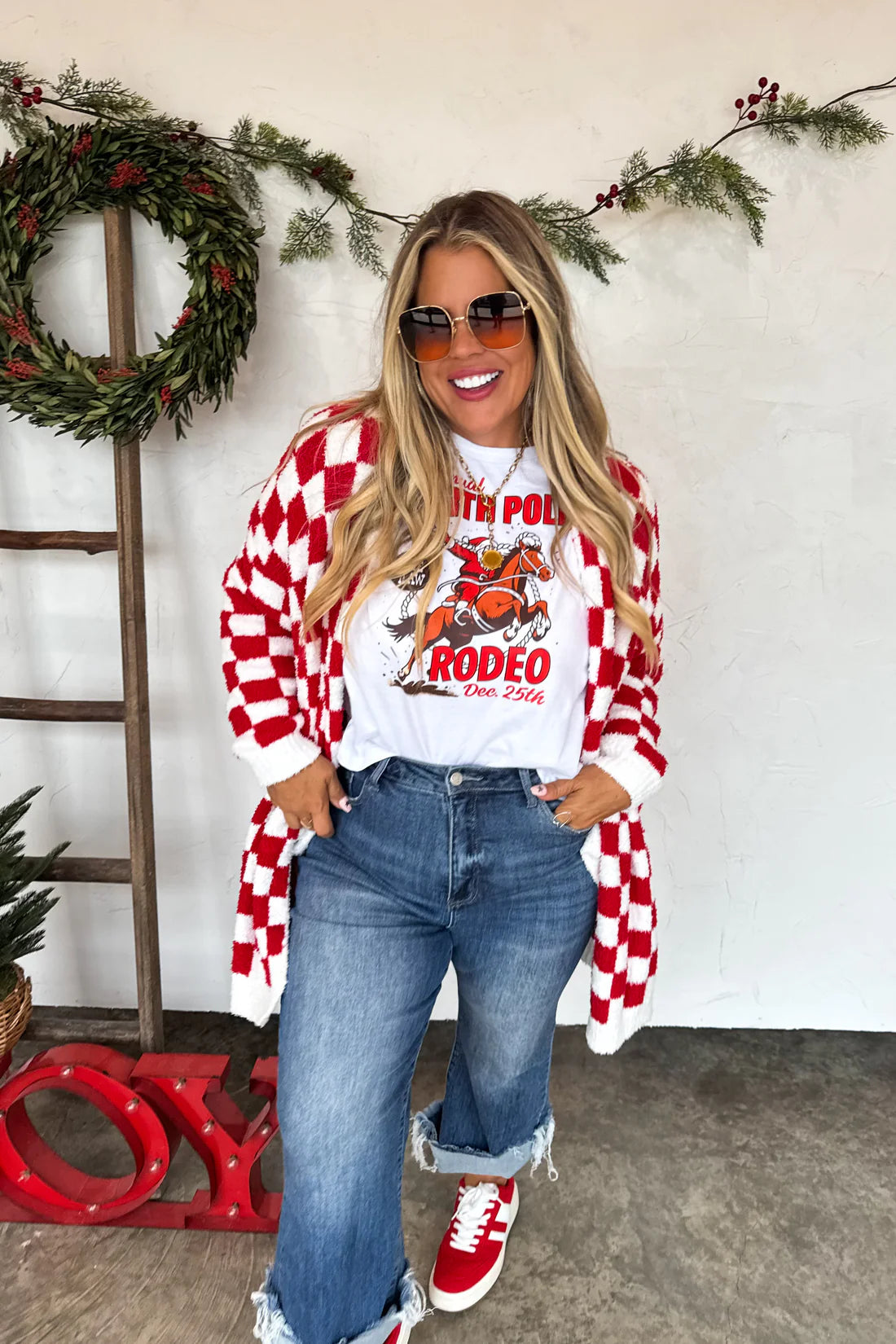 PREORDER- Christmas Cloud Checkered Cardigan
