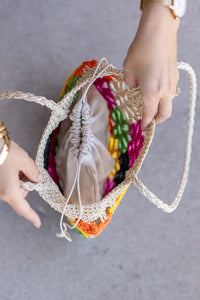 Floral Cinch Bag - Multi Colored