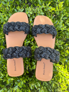 Glitzy Black Sandals