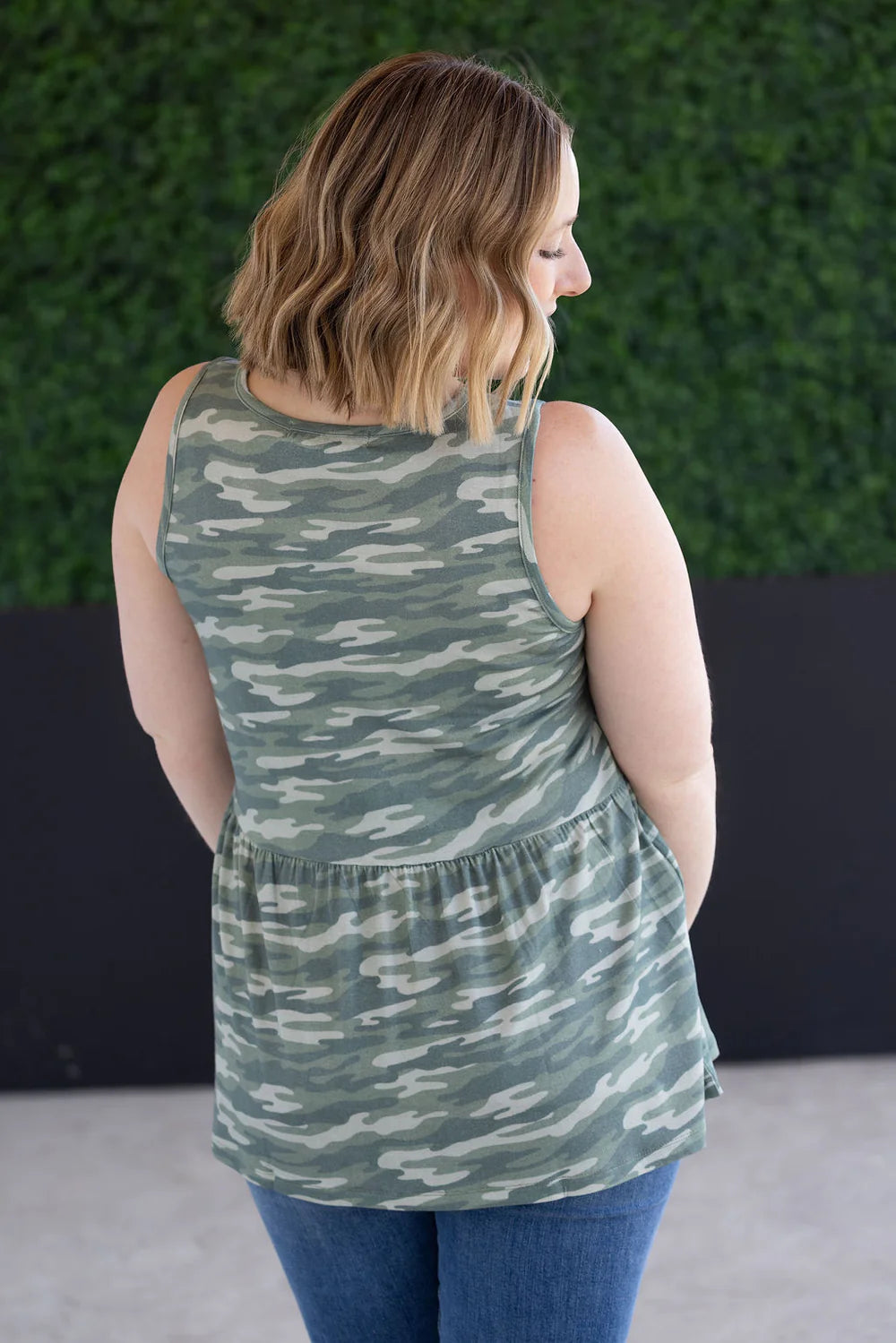 Renee Ruffle Tank Top - Camo