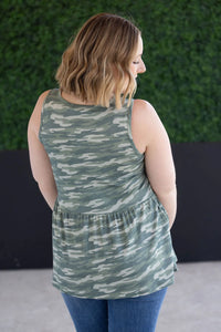Renee Ruffle Tank Top - Camo