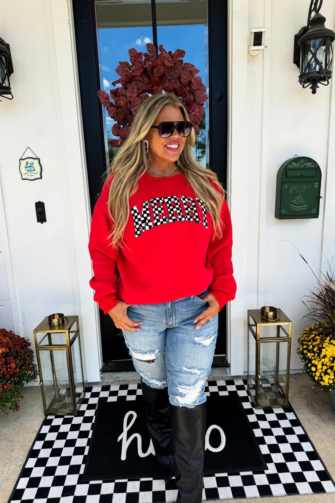 Merry Checkered Sweatshirt