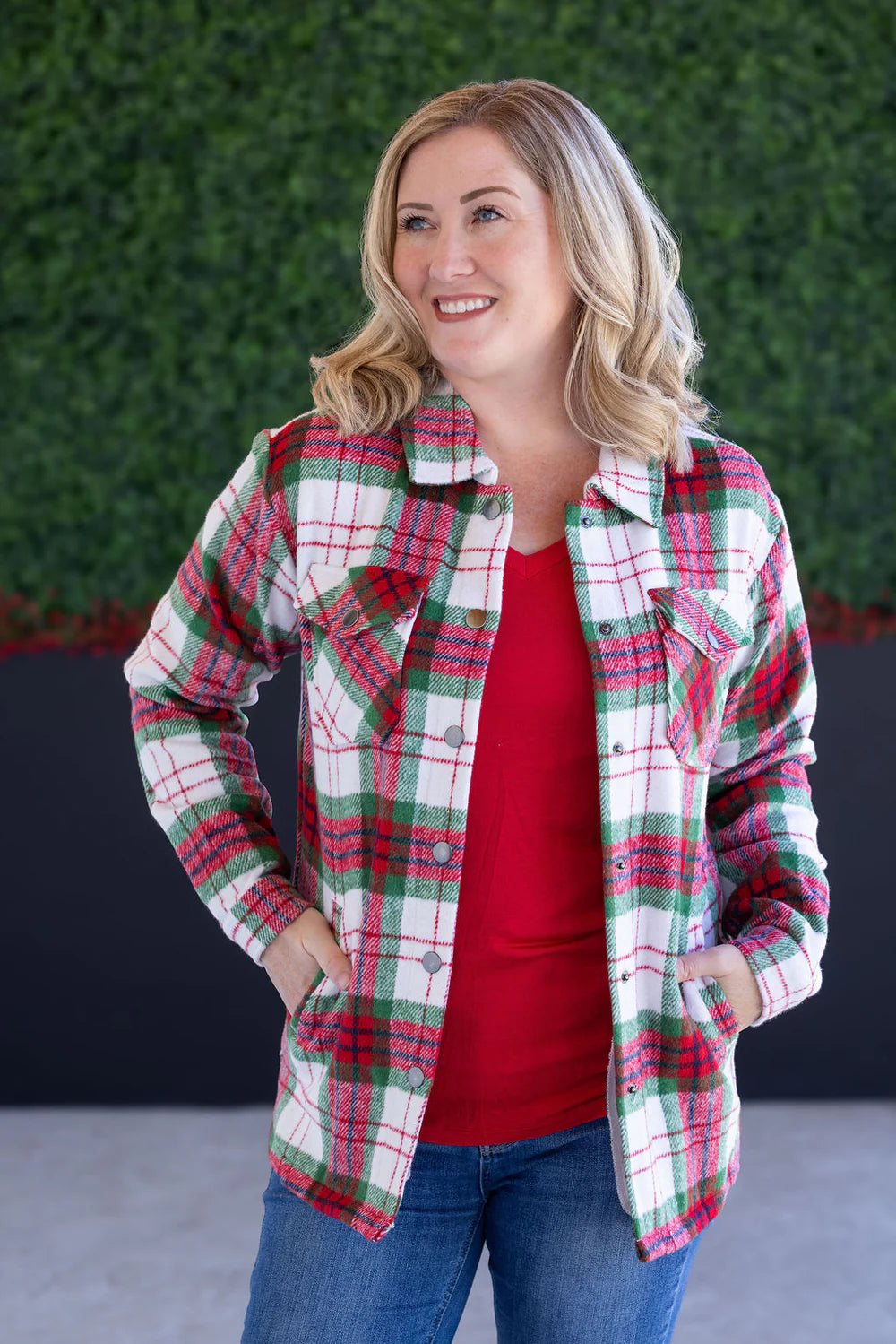 Norah Plaid Shacket - Christmas Plaid