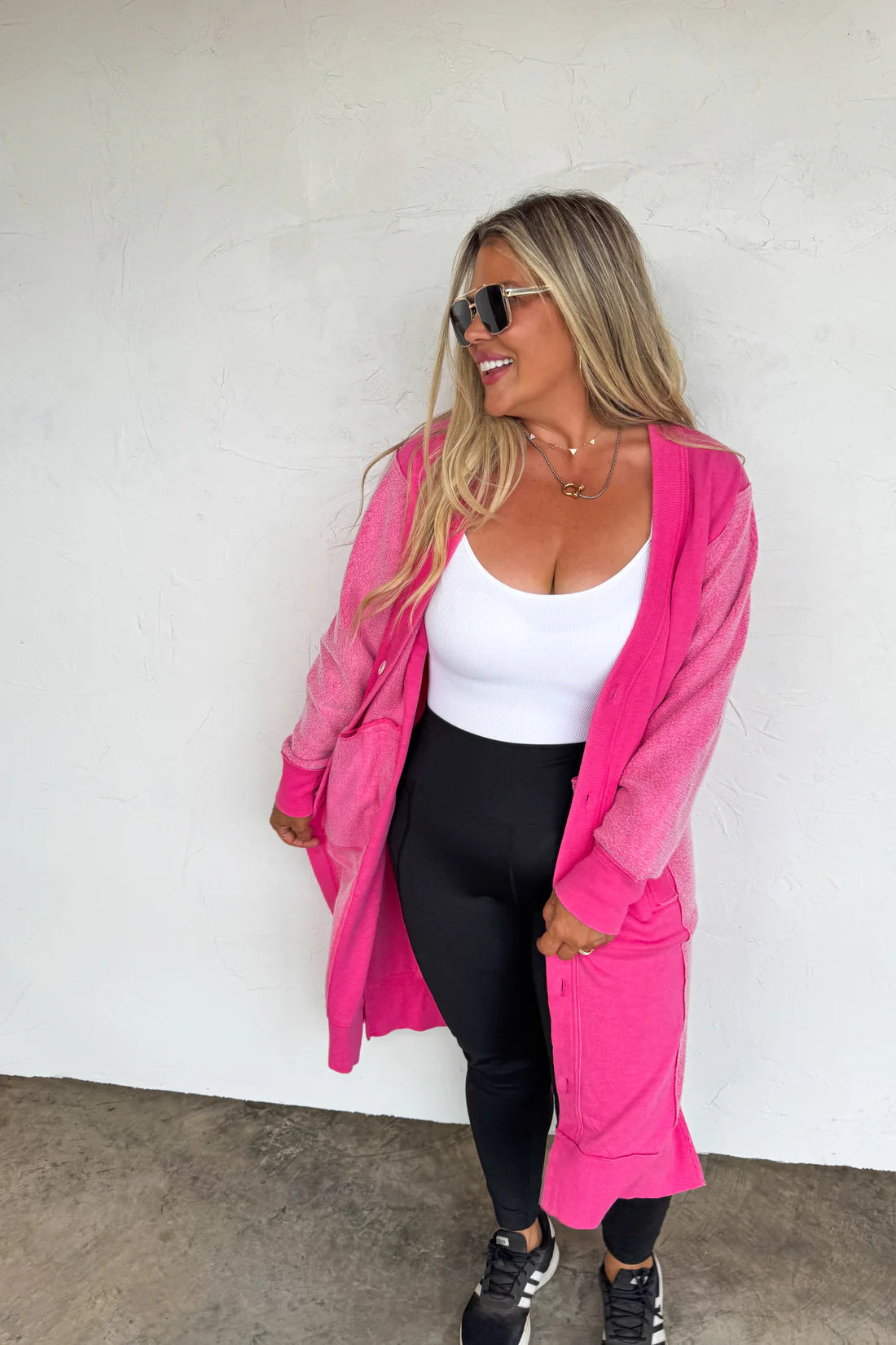 Desi Sweatshirt Cardigan in Pink