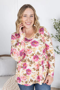 Long Sleeve Sarah Ruffle Top - Autumn Blossom