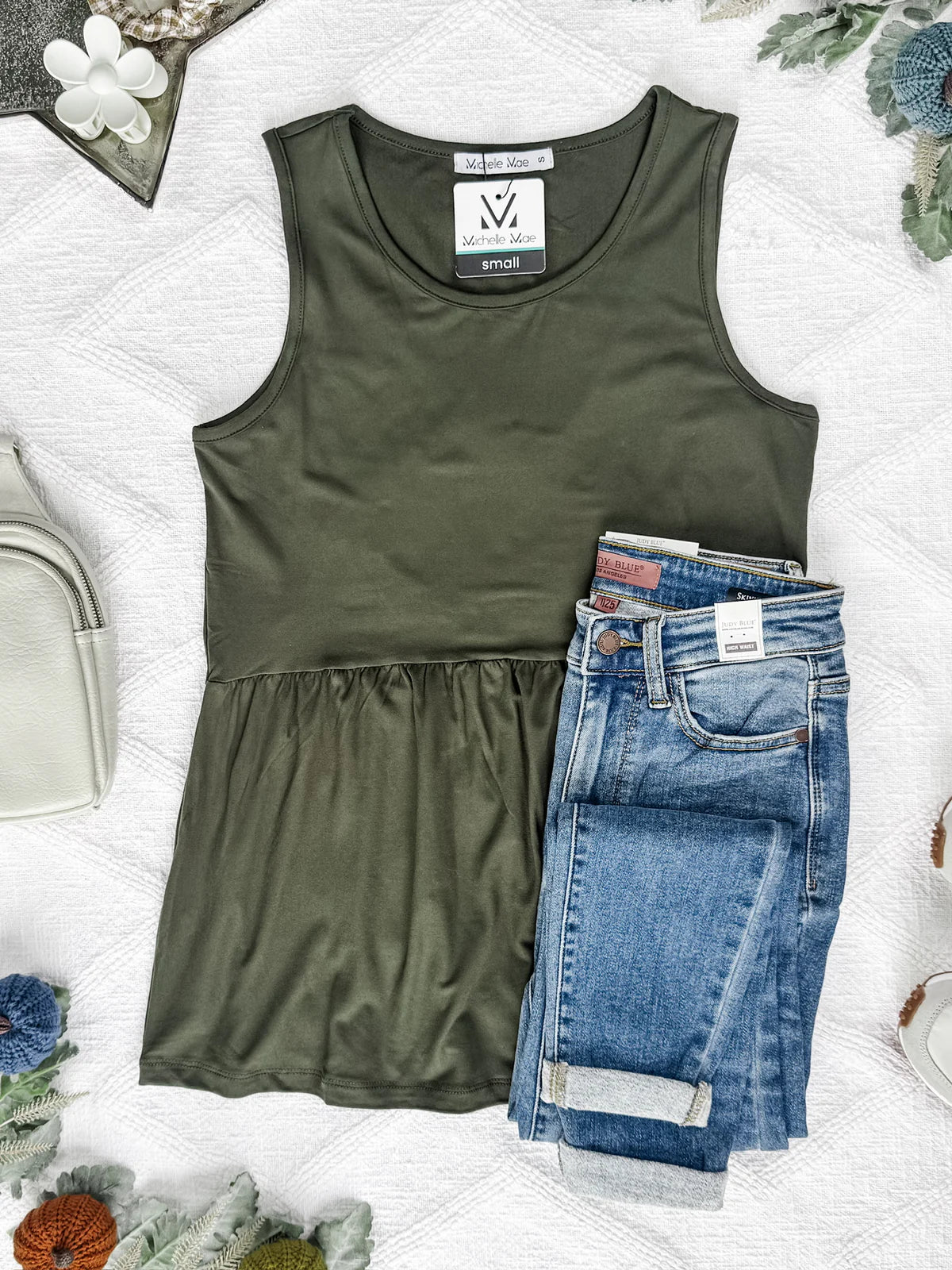 Renee Ruffle Tank - Olive