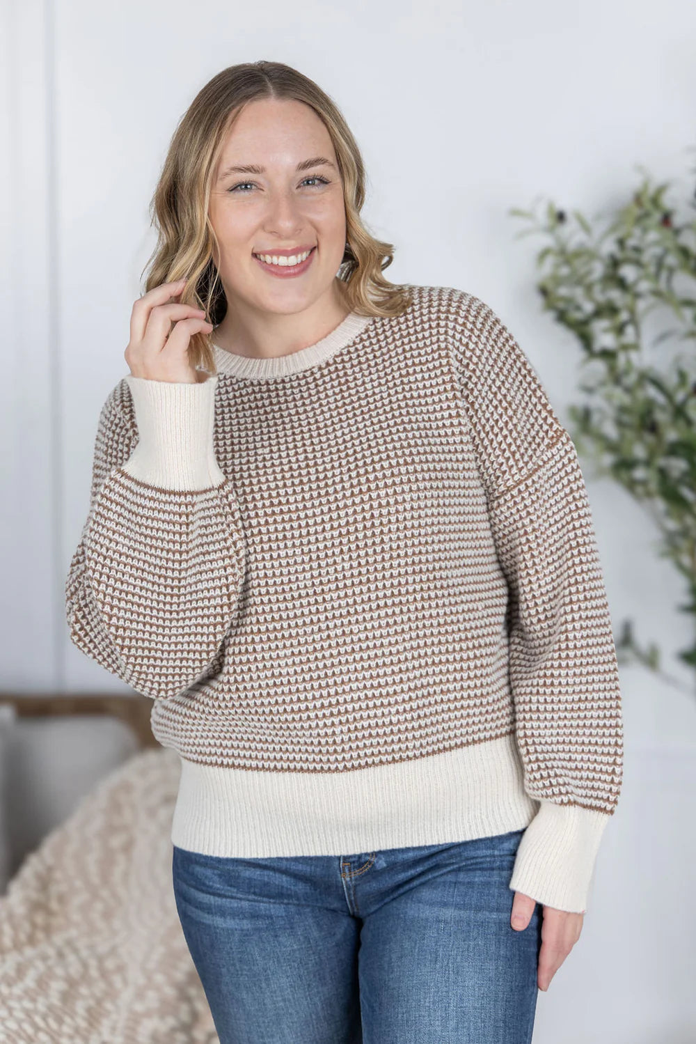 Charlotte Sweater - Mocha and Cream