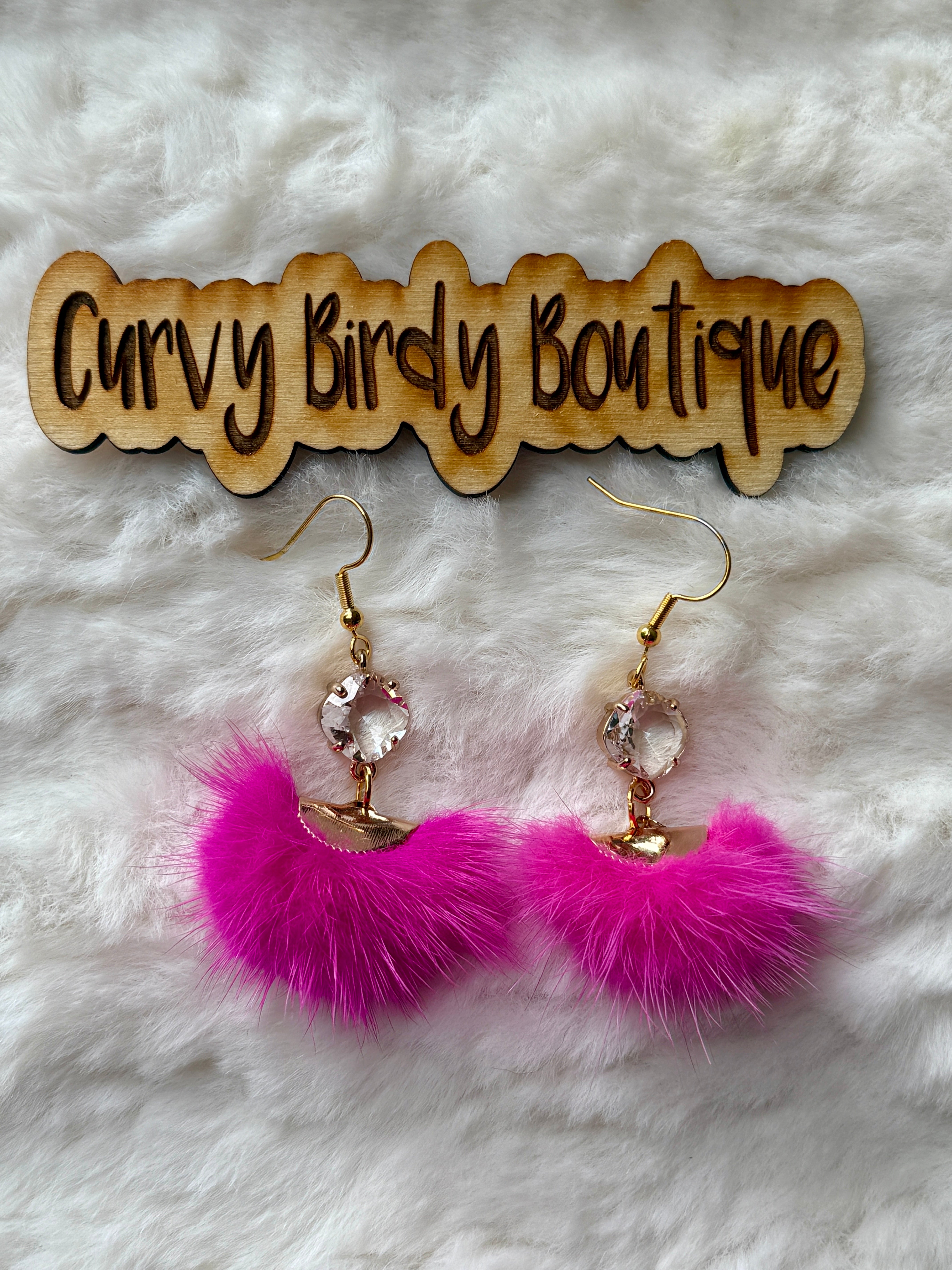 Hot Pink Puff Earrings