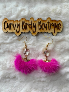 Hot Pink Puff Earrings