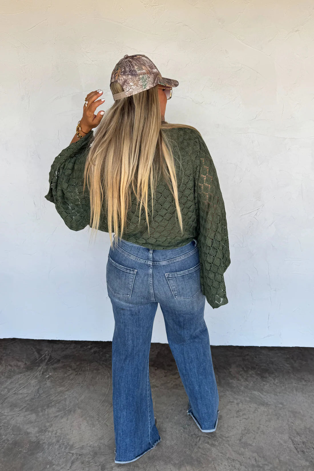Free Spirit Bell Sleeve Top in Olive