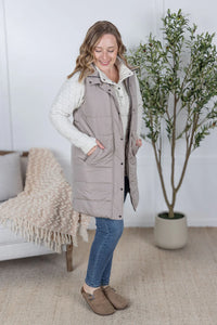 Harlow Long Vest - Latte