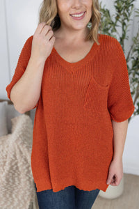 Annie Open Knit Top - Pumpkin