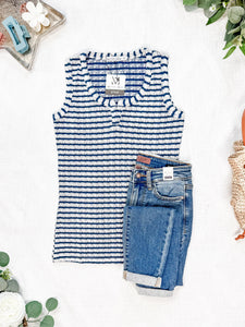 Stella Striped Tank - Navy