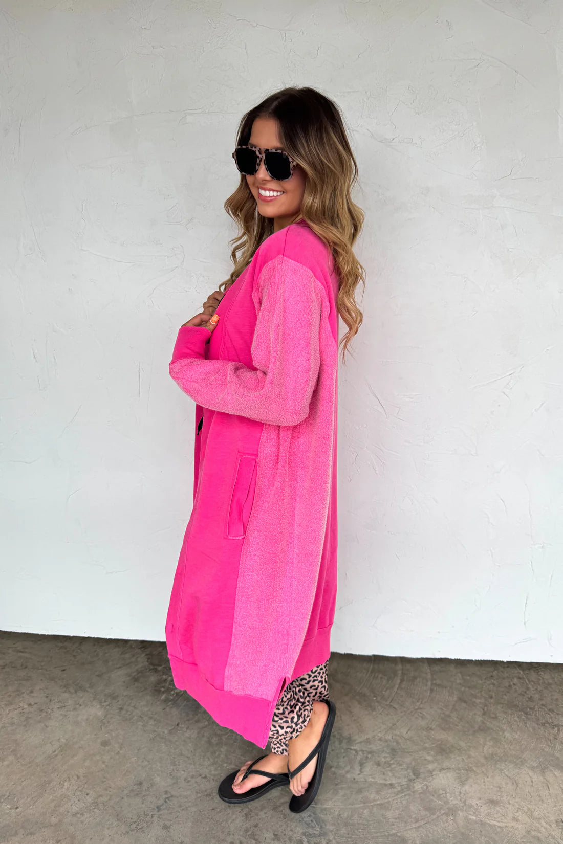 Desi Sweatshirt Cardigan in Pink