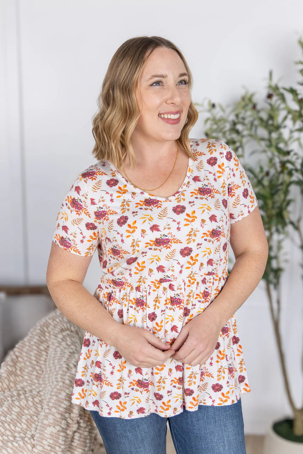 Sarah Ruffle Short Sleeve - Autumn Floral