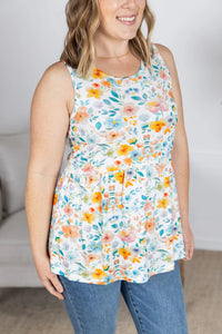 Renee Ruffle Tank Top - Watercolor Floral
